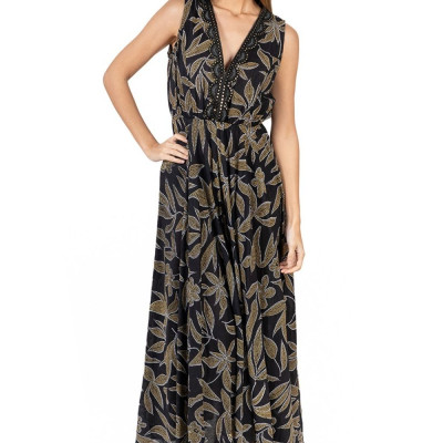 Maxi Hoa Phối Ren Kết Ánh Bạc Cotton Isla Bonita