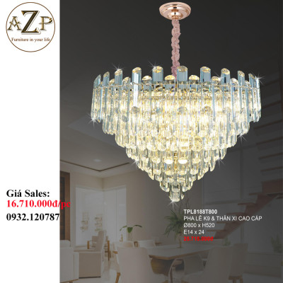 ĐÈN THẢ TRẦN PHA LÊ / ĐÈN THÔNG TẦNG TRANG TRÍ PHÒNG KHÁCH / PHÒNG NGỦ / CẦU THANG / KHÔNG GIAN SANG TRỌNG AZP-8188 phong cách đương đại, hàng nhập khẩu AZP