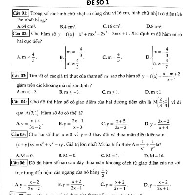 100 Đề Kiểm Tra Định Kì Trắc Nghiệm Toán Lớp 12