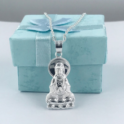 Dây Và Mặt Dây Chuyền bạc 925  hình Phật Bà Quan Thế Âm Bồ Tát DMD162 Bạc Hiểu Minh