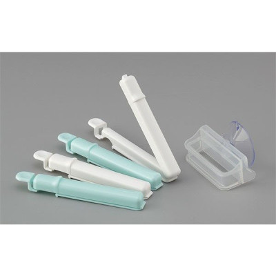 Bộ 7 kẹp miệng túi cao cấp kèm giá treo kẹp (3 kẹp 15.7cm và 4 kẹp 11.6cm) tặng 2 zipper 11cm