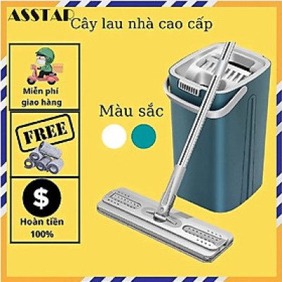 Cây Lau Nhà Tự Vắt, Chổi Lau Nhà Thế Hệ Mới Xoay 360 Độ Có 8 Bông Lau Đi Kèm - Hàng Nhập Khẩu