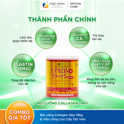 [Collagen lon 196g & calo gói to 75g] Combo Lấy lại vóc dáng hiệu quả FINE JAPAN