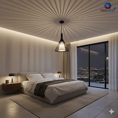 Đèn treo trang trí "chiếc mũ" đen D600/D800mm đui E27 Đèn thả trần decor phòng khách bàn ăn độc đáo