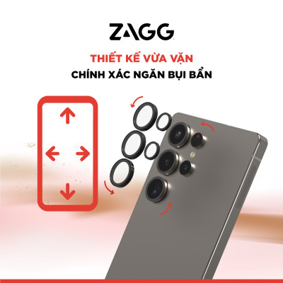 Kính Camera Dành Cho Galaxy S25 Ultra ZAGG Camera InvisibleShield Kèm Khung Dán Chống Trầy Xước, Chống Va Đập_ Hàng Chính Hãng