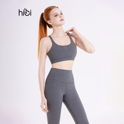 Set đồ tập yoga gym Hibi Sports H152 áo bra phối V, lưng xoắn nơ, kèm mút ngực