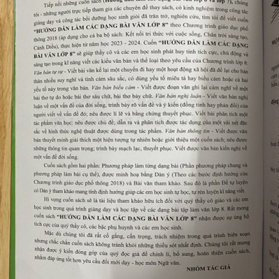 Hướng dẫn làm các dạng bài văn lớp 8 - Theo chương trình giáo dục phổ thông mới (Dùng chung cho cả ba bộ sách: Kết nối tri thức với cuộc sống - Chân trời sáng tạo - Cánh diều)