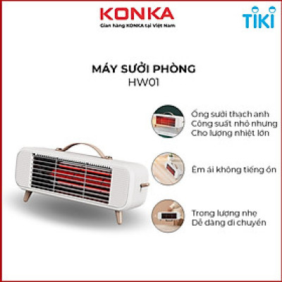 Máy sưởi phòng hồng ngoại 350W sưởi ấm cực nhanh, nhỏ gọn, sưởi ống thạch anh, an toàn chống cháy-Hàng nhập khẩu