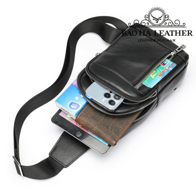 Túi đeo trước ngực, túi đeo vai da bò thật 9104 Túi đeo chéo vai