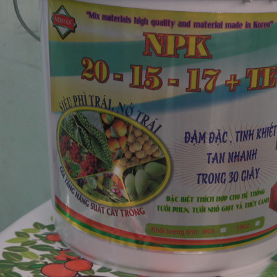 XÔ PHÂN BÓN NỞ TRÁI , TĂNG KÍCH CƠ TRÁI NON TỒI ĐA , NPK 20-15-17 TE 