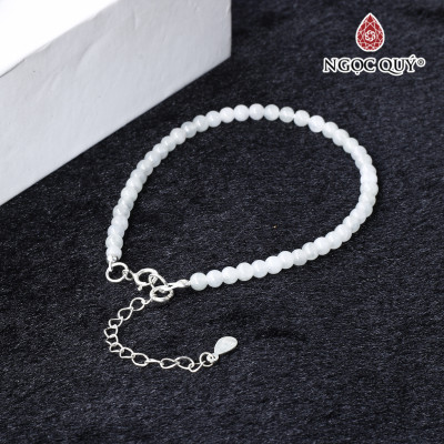 Vòng tay đá cẩm thạch A hạt mini khóa bạc mệnh hỏa, mộc - Ngọc Quý Gemstones