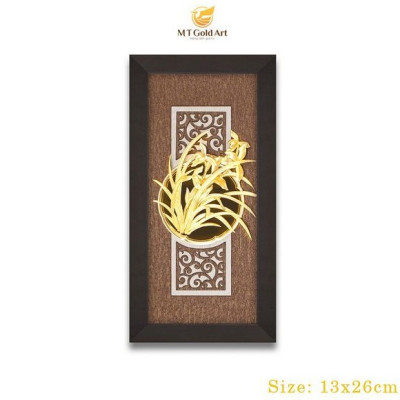 Tranh hoa lan dát vàng 24k mẫu 03 (13x26cm) MT Gold Art- Hàng chính hãng, trang trí nhà cửa, phòng làm việc, quà tặng sếp, đối tác, khách hàng, tân gia, khai trương 
