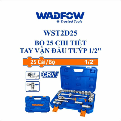 BỘ 25 CHI TIẾT TAY VẶN ĐẦU TUÝP 1/2" WST2D25 WADFOW - HÀNG CHÍNH HÃNG