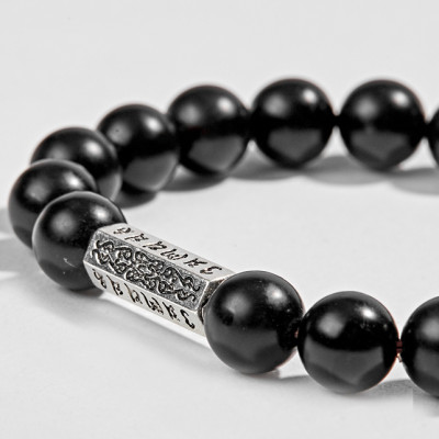 Vòng Đá Núi Lửa Phối Charm Lục Tự Lục Giác (8mm) Ngọc Quý Gemstones