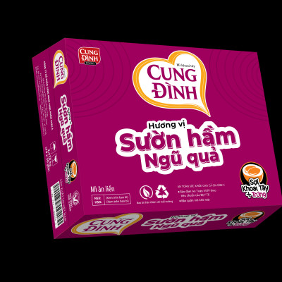 Thùng 30 Gói Mì Khoai Tây Cung Đình Hương Vị Sườn Hầm Ngũ quả