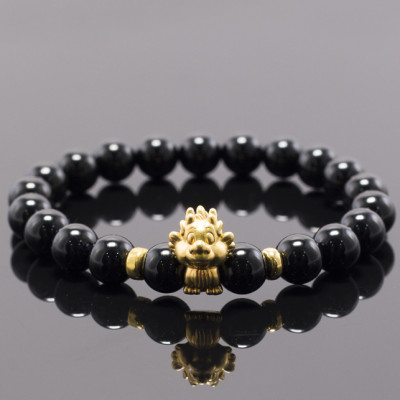 Vòng Tay Đá Thiên Thạch Charm Tuổi Thìn Bạc Mạ Vàng 24K Ngọc Quý Gemstones