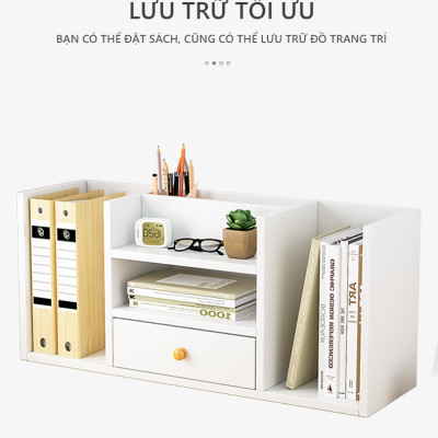 Kệ sách gỗ để bàn đa năng có hộc để đồ thương hiệu IGA - GP258