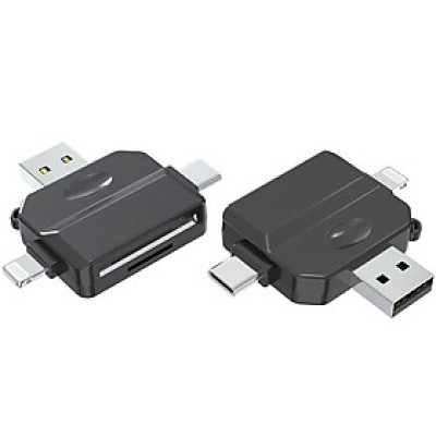 Đầu đọc thẻ nhớ SD, TF đa năng 3in1 Type c, L, USB dùng cho điện thoại, laptop, máy ảnh - Hàng nhập khẩu