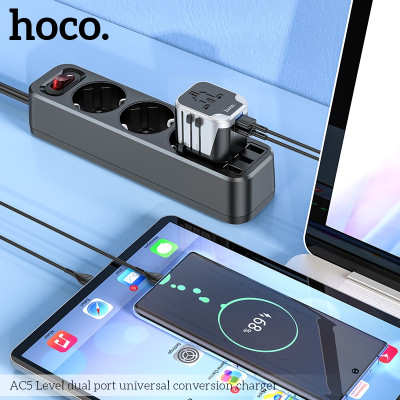 Ổ cắm du lịch nhật bản, quốc tế, đa năng sạc nhanh có 2 cổng USB ổ cắm dòng điện phù hợp các loại chân cắm 4 chân cắm US - UK - EU - AUS AC5- Hàng chính hãng