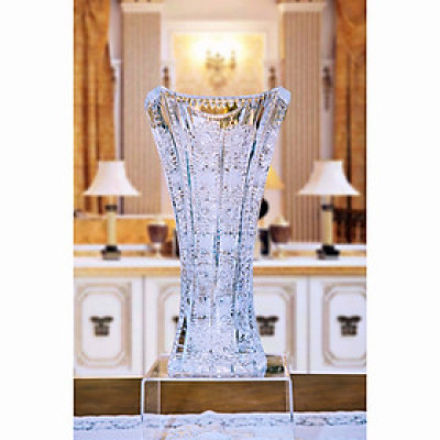 Bình hoa pha lê Tiệp BOHEMIA 2021 cao 30 cm, hoa văn mài bông tuyết, kiểu dáng sang trọng, hiện đại - Hàng chính hãng