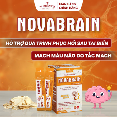 Gói uống Novabrain hỗ trợ ngăn ngừa và phục hồi tai biến mạch máu não do tắc mạch (20 gói) - Nutramed