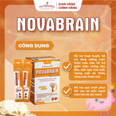 Gói uống Novabrain hỗ trợ ngăn ngừa và phục hồi tai biến mạch máu não do tắc mạch (20 gói) - Nutramed