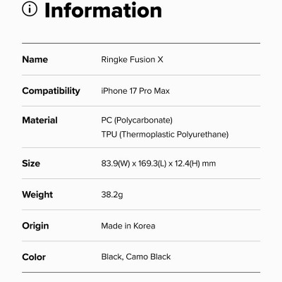Ốp lưng cho iPhone 17 Pro Max / 17 Pro / Air RINGKE Fusion X - Hàng Chính Hãng