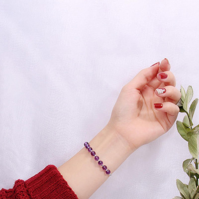 Vòng tay đá thạch anh tím phối charm ống bạc mệnh hỏa, thổ - Ngọc Quý Gemstones