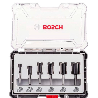 BỘ MŨI PHAY THẲNG 6 MÓN (MỚI) BOSCH 2607017467 - HÀNG CHÍNH HÃNG