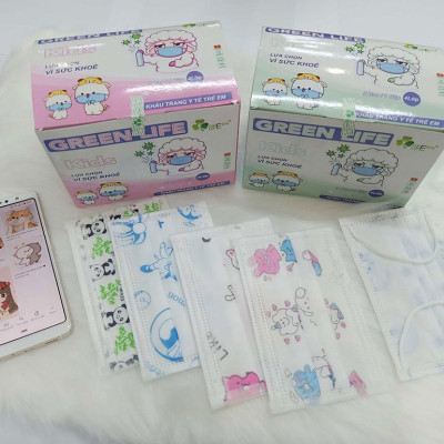 Khẩu trang y tế trẻ em kháng khuẩn GREEN LIFE - DOREMON