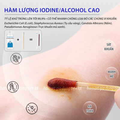 Tăm bông Cồn Y Tế Iot Đỏ Khử Trùng Dùng 1 Lần Iodine Sát Khuẩn Vết Thương Tiện Lợi