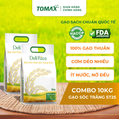 Combo 2 túi 5kg gạo ST25 Tomax thượng hạng, dẻo thơm 