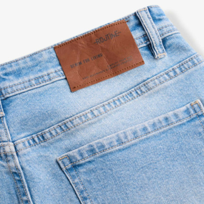 Quần Jean Nam ROUTINE Ống Ôm Xanh Trơn Cotton Spandex Form Slim - 10S24DPA004R1 | ROUTINE CÀ MAU