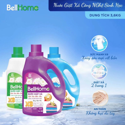 Nước Giặt Xả Công Nghệ Sinh Học Bell Home Tím Hương Hạnh Phúc 3,6KG