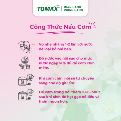 Combo 2 túi Gạo Jasmine thơm dẻo mềm 1kg TOMAX