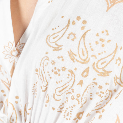 Maxi Trắng Ánh Kim Cotton Isla Bonita