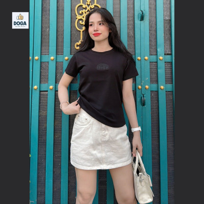 Áo thun babytee chất borip cotton DOGA kiểu áo thêu chữ tinh tế 5 màu dể phối mã M189