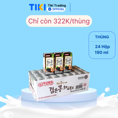 Thùng 24 Hộp Sữa Đậu Đen, Óc Chó, Hạnh Nhân Sahmyook Foods (190ml / Hộp)