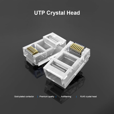 Đầu nối CAT5E mạ vàng RJ45 Kết thúc cáp Ethernet 100 cái VENTION UTP Crystal Head 8P8C