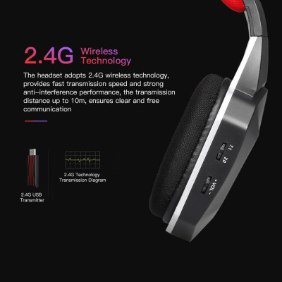 Tai nghe chơi game không dây HW-N9U 2.4G  âm thanh vòm ảo 7.1 với micrô có thể tháo rời