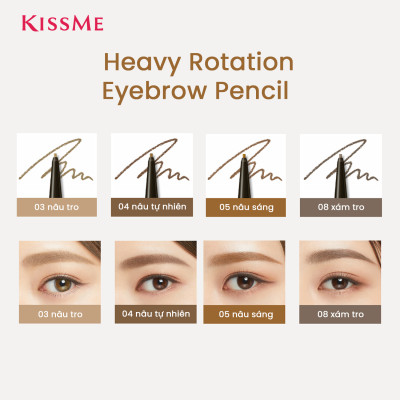 Bút Chì Sáp Kẻ Lông Mày Chống Lem Trôi ,Lõi Siêu Mịn Kissme Heavy Rotation Eyebrow Pencil (0,09g)