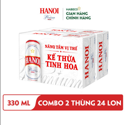 Combo 2 Thùng Bia Hanoi Premium - Thùng 24 lon 330ml