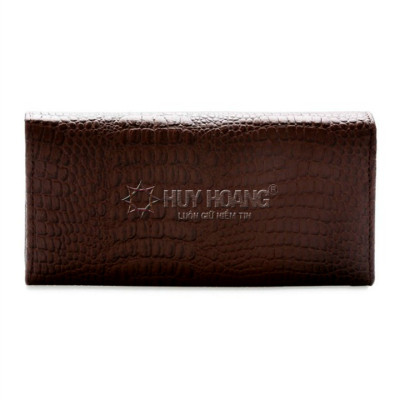 Bóp nữ vân cá sấu Huy Hoàng bấm nút màu da, đen, nâu HT3108-09-10 