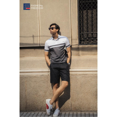 Áo Thun Nam Cotton Xám Trắng TC167