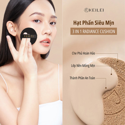 [ COMBO Cushion + Lõi cushion] Phấn nước đa năng 3trong1 KEILEI - 3 in 1 radiance cushion KEILEI