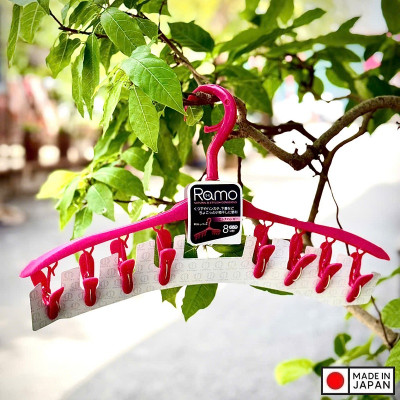 Móc phơi quần áo 8 kẹp Kokubo Ramo - Hàng nội địa Nhật Bản