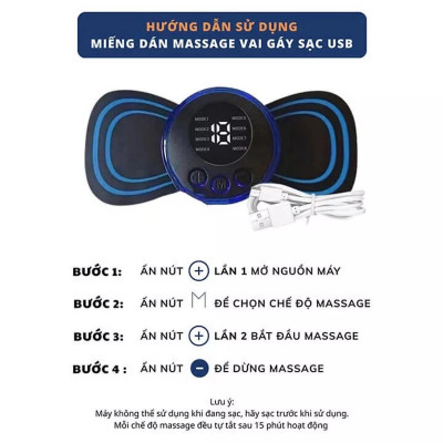 Miếng Massage Xung Điện Cổ Vai Gáy, Bắp Tay, Lưng Bằng Sung Điện đỡ đau Nhức Hiệu Qủa -Máy mat sa thân hình 10 Chế Độ