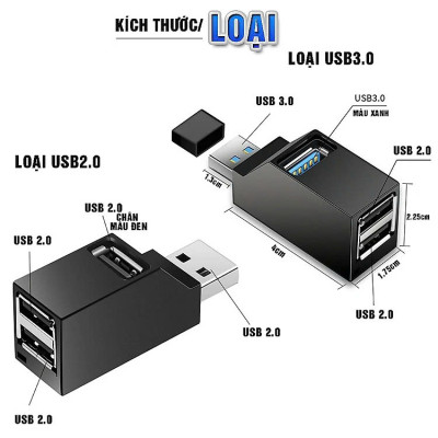 Hub chia 1 ra 3 cổng USB - Giao Màu Ngẫu Nhiên - Hàng nhập khẩu