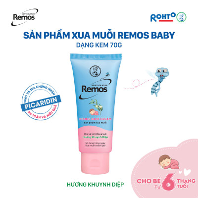 Kem chống muỗi đốt cho bé từ 6 tháng tuổi hương khuynh diệp Rohto Mentholatum Remos Baby Cream 70g