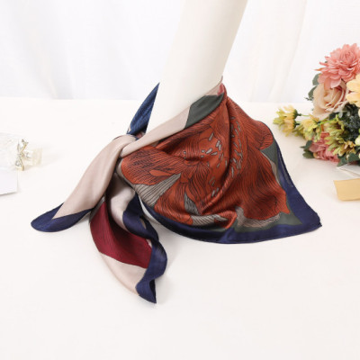 Khăn lụa turban, khăn cổ vuông 70x70 họa tiết hoa siêu xinh Kc03